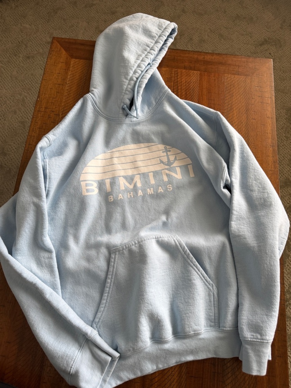 Gildan Light Blue Bimini Bahamas Hoodie with White Logo